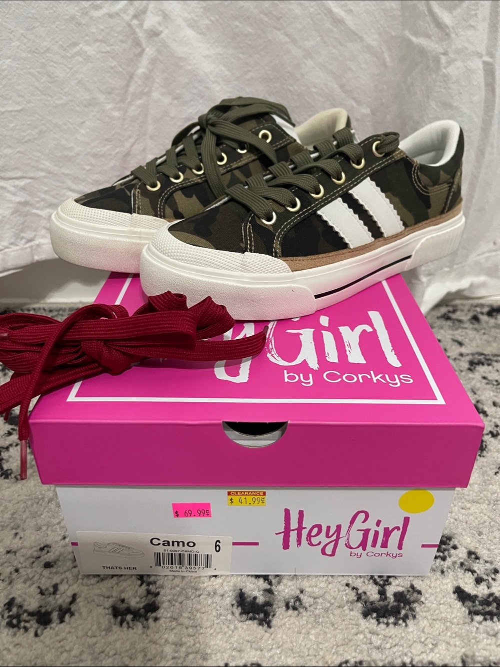 HeyGirl by Corkys Camo Low-Top Sneakers in Olive Green
